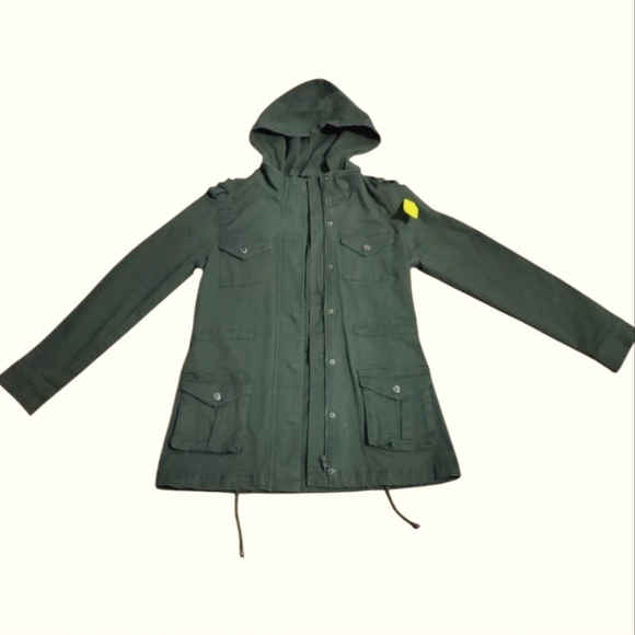 Market & Spruce Jackets & Blazers - Market & Spruce Womens Military-Style Hooded Jacket Dark Green Size XS